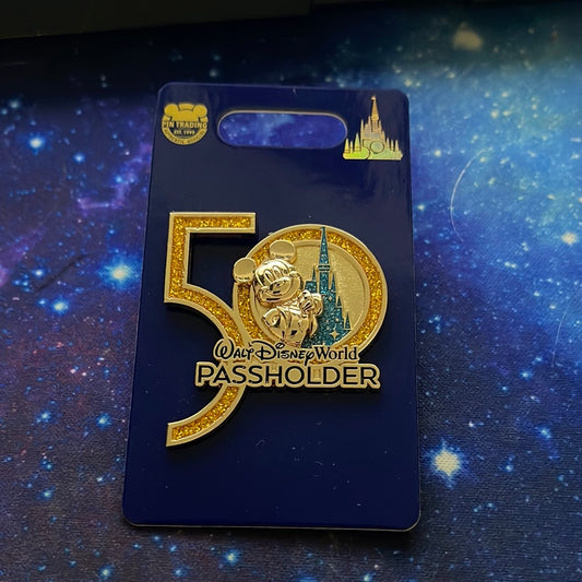 Disney Parks Pin 50th Anniversary Mickey Mouse Annual Passholder Limited Release