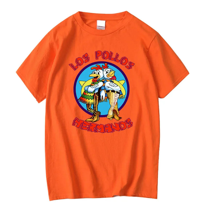 XIN YI Men's High Quality T-shirt100%cotton Breaking Bad LOS POLLOS Chicken Brothers Printed Casual Funny Tshirt Male Tee Shirts